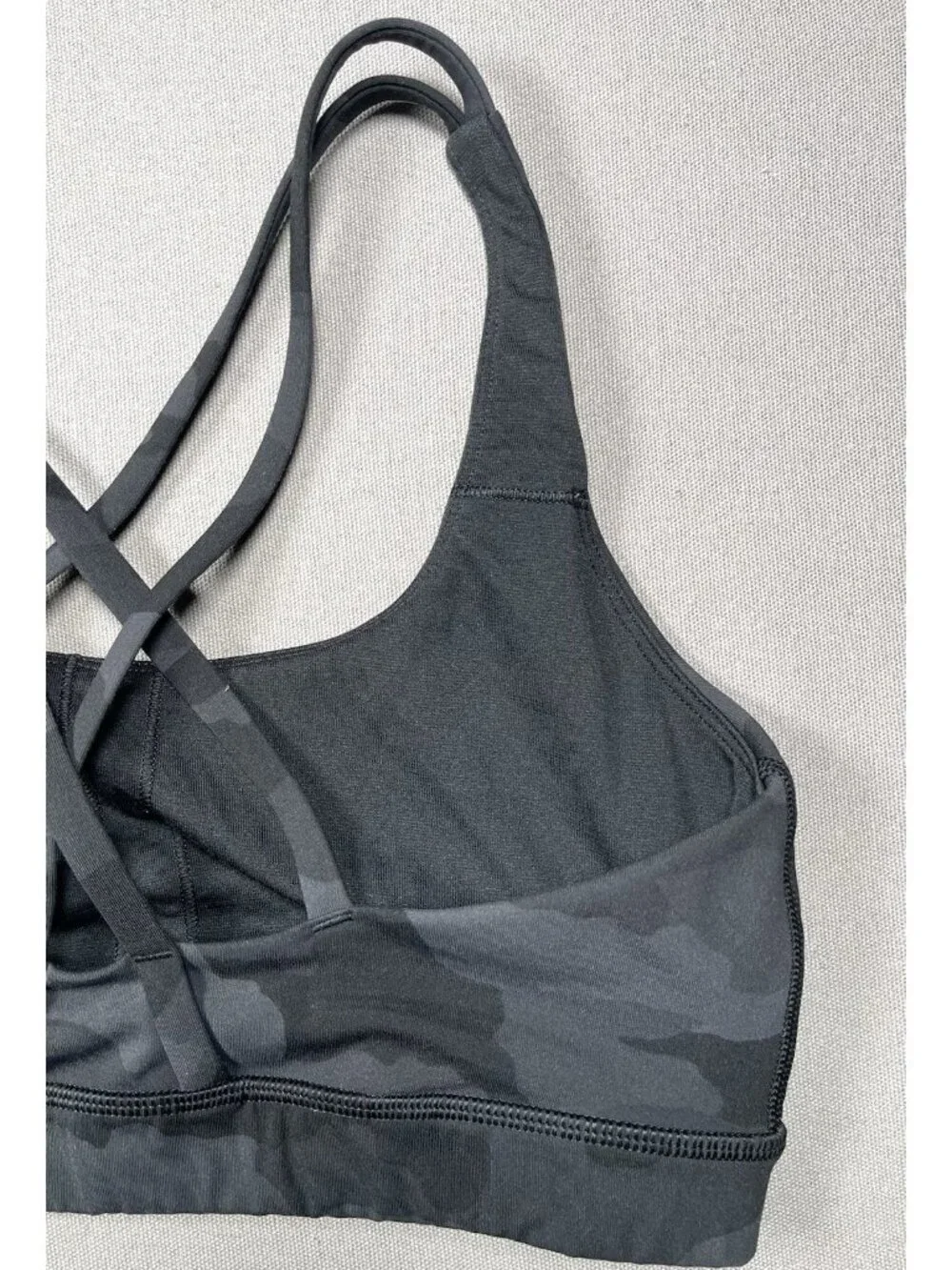 Lululemon Energy Black Camo Print Medium Support Athletic Bra - Women Size 8